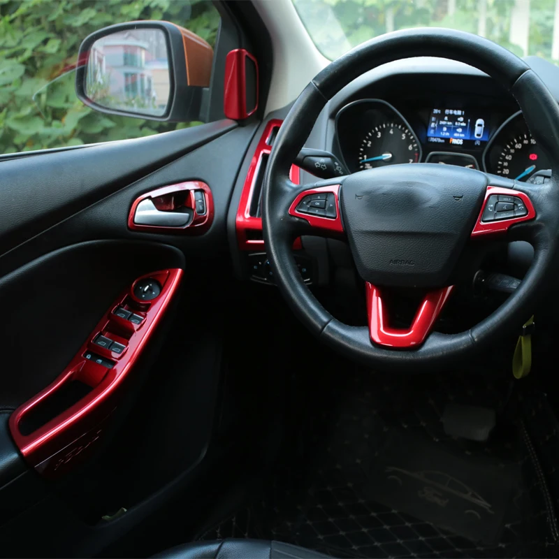 Foal горящий автомобиль красная краска рулевое колесо отделка внутренняя дверная ручка Чаша коробка вентиляционное отверстие крышка наклейка для Ford Focus 3 4 MK3 MK4
