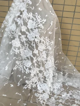 

white dobby lovely flower applique milk fiber embroidery soft tulle mesh haute couture for wedding dress