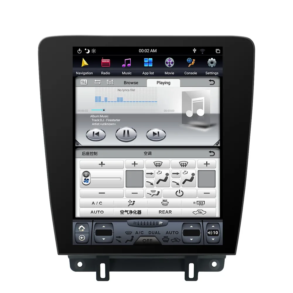 4G 64G PX6 Android 9.0 Car Radio Tesla Vertical Screen for Ford Mustang 2010- Audio Player In-dash Carplay GPS Navigation
