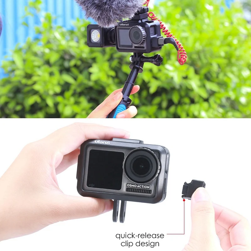 Горячий-Ulanzi Vlog корпус защитный чехол для Dji Osmo Action, двойной Холодный башмак крепление для микрофона/светодиодный фотографический видео свет