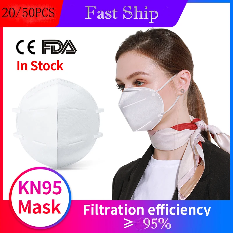 

20/50pcs Fast Shiping KN95 Mask Dust Masks N95 FFP2 Prevent Anti Dusts PM2.5 Bacterium Safety Disposable Mask Face Mouth Masks