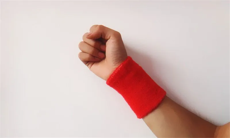 Red TIMOWIN, 2 шт., спортивный мужской браслет, хлопок, цветной, женский, для бега, бадминтона, баскетбольная скобка, махровая ткань, ремешок на запястье - Цвет: Red