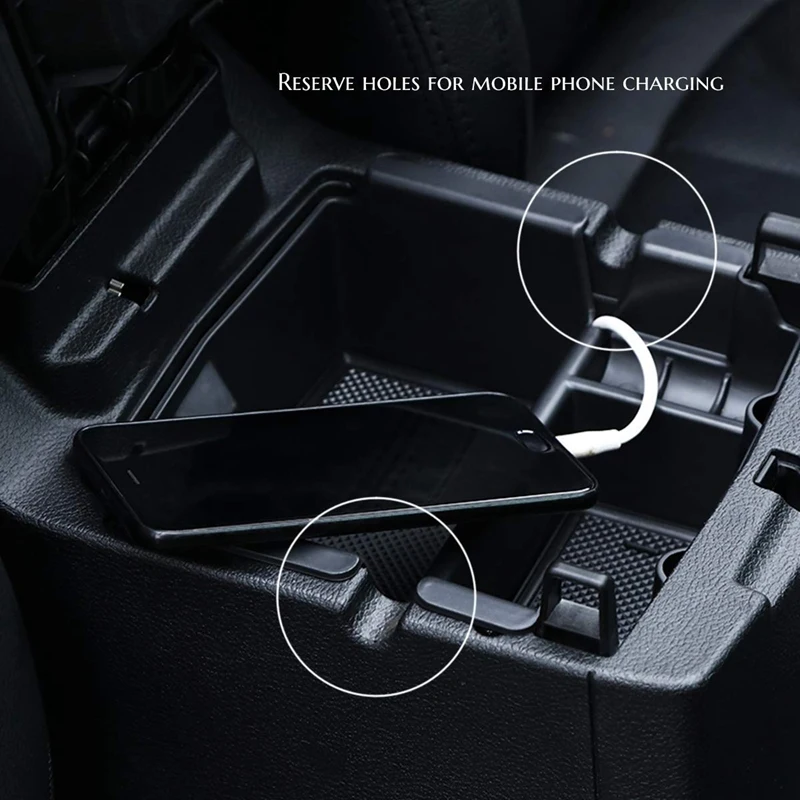 Черный поднос-органайзер для Jeep Wrangler JL и, аксессуары для Jeep Gladiator JT, коробка для хранения подлокотников с резиновой подкладкой