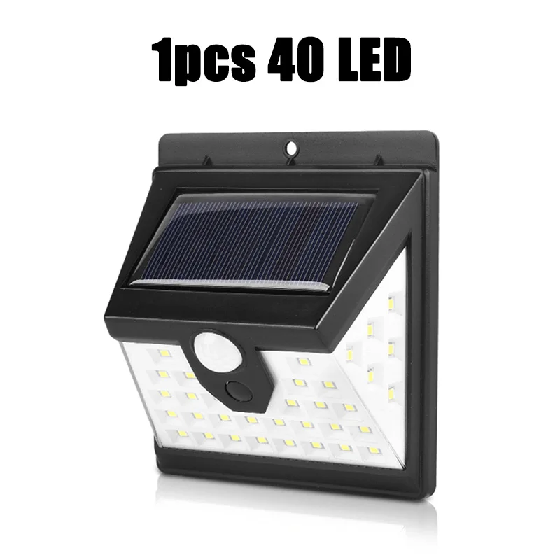 1pcs 40 LED 36 светодиодный уличный светильник на солнечной энергии, перезаряжаемый датчик движения PIR, ночной Светильник s, Открытый водонепроницаемый IP65 Солнечный настенный светильник - Испускаемый цвет: 1pcs 40 LED