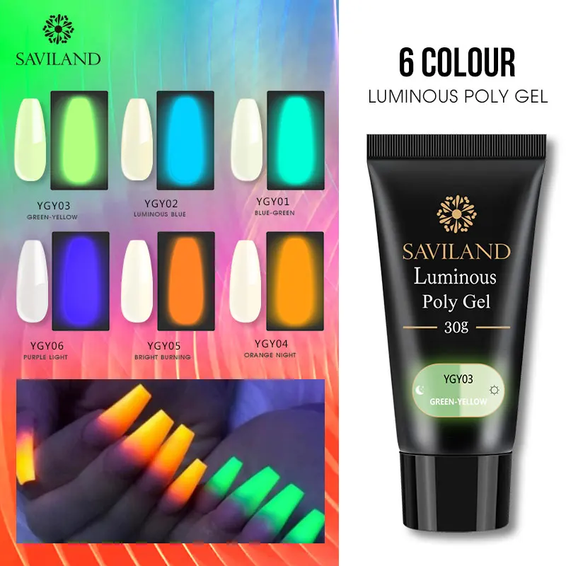 

Saviland 30g Glow In The Dark PolyGel Finger Extension Quick Building Acrylic Soak Off UV Gel Acrylic Builder Gel Polish Varnish
