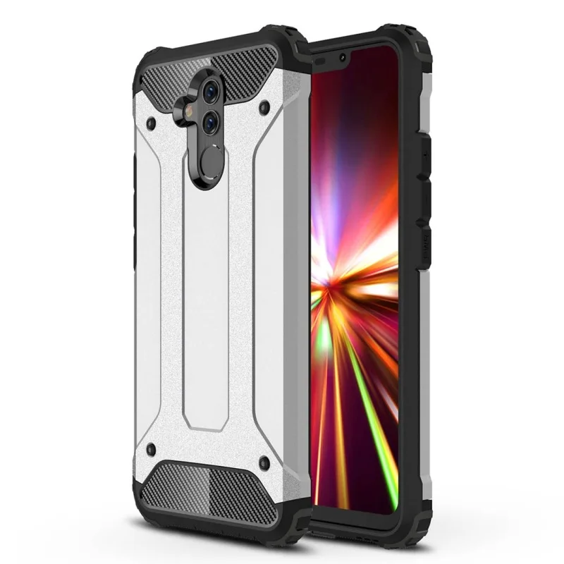Серебристый Для P30 P Smart Honor 9 10 Lite 6X 8X 8C чехол Гибридный PC силиконовый защитный противоударный чехол для huawei mate 20 pro Твердый Прочный чехол - Цвет: Серебристый