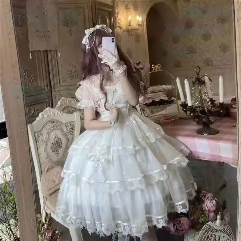 Lolita Dress Gorgeous Palace Escape Princess Flower Wedding Fairy Summer Tea Party Vintage Kawaii