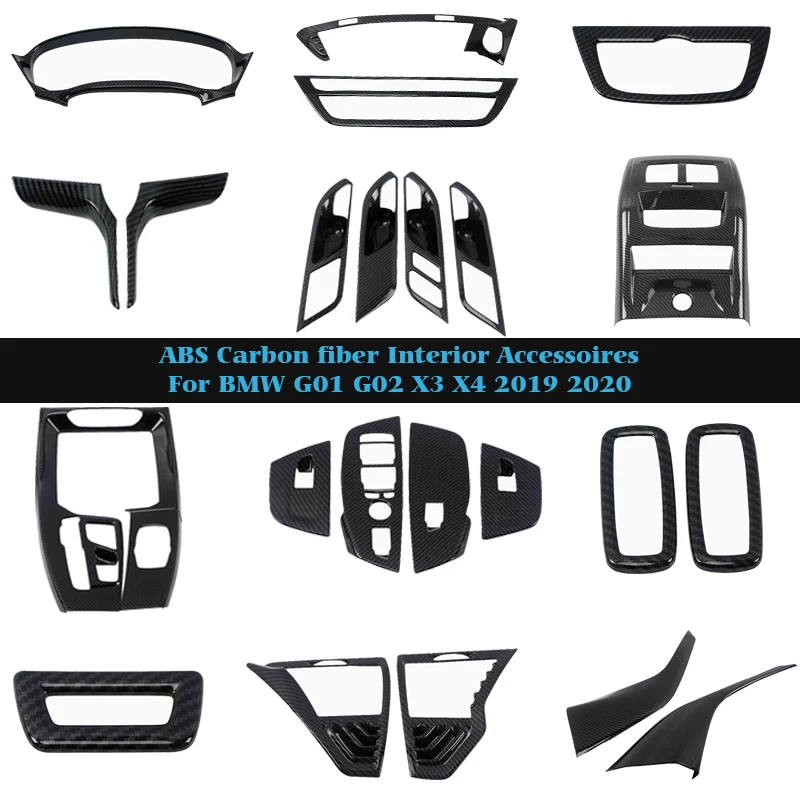 

Whole Interior Accessoires ABS Carbon Fiber Decoration Cover Trim For BMW X3 X4 G01 G02 2019 2020 Car Styling