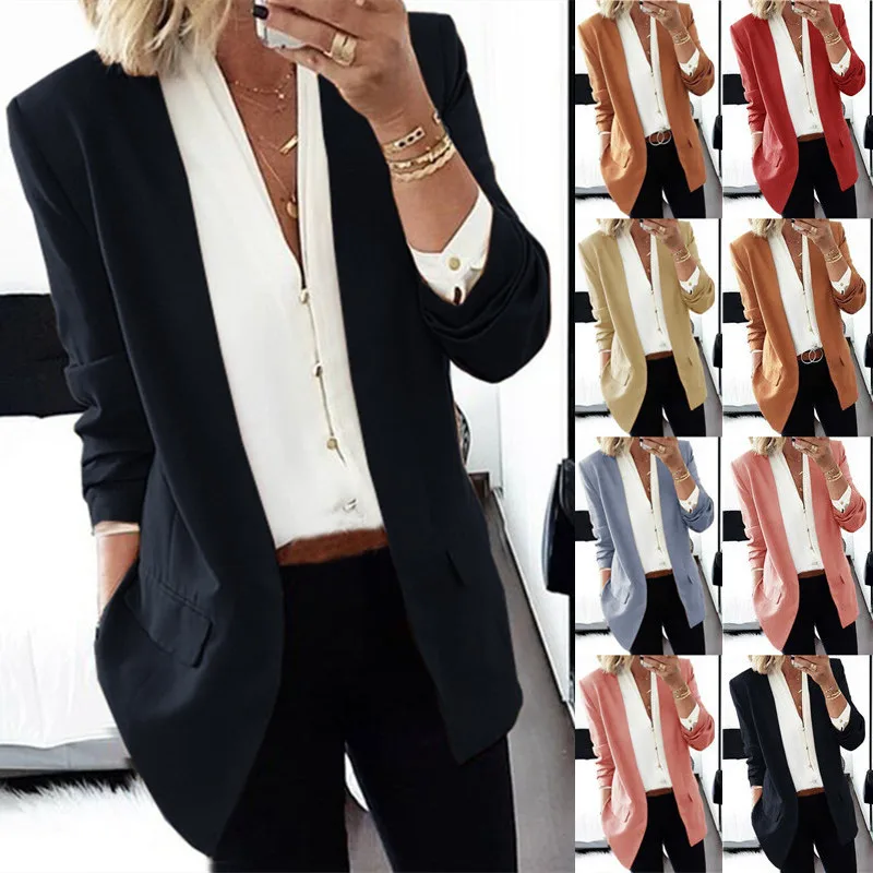 

6 Colors Women OL Style Solid Color Long Sleeve V Neck Plus Size Slim Autumn Suit(S-3XL)