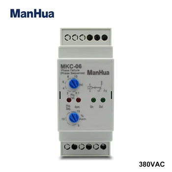 

Manhua 3 Phase Failure device 380V MKC-06 DIN Rail Protect Motor From Phase Failure Phase Sequence reserve voltage unbalance