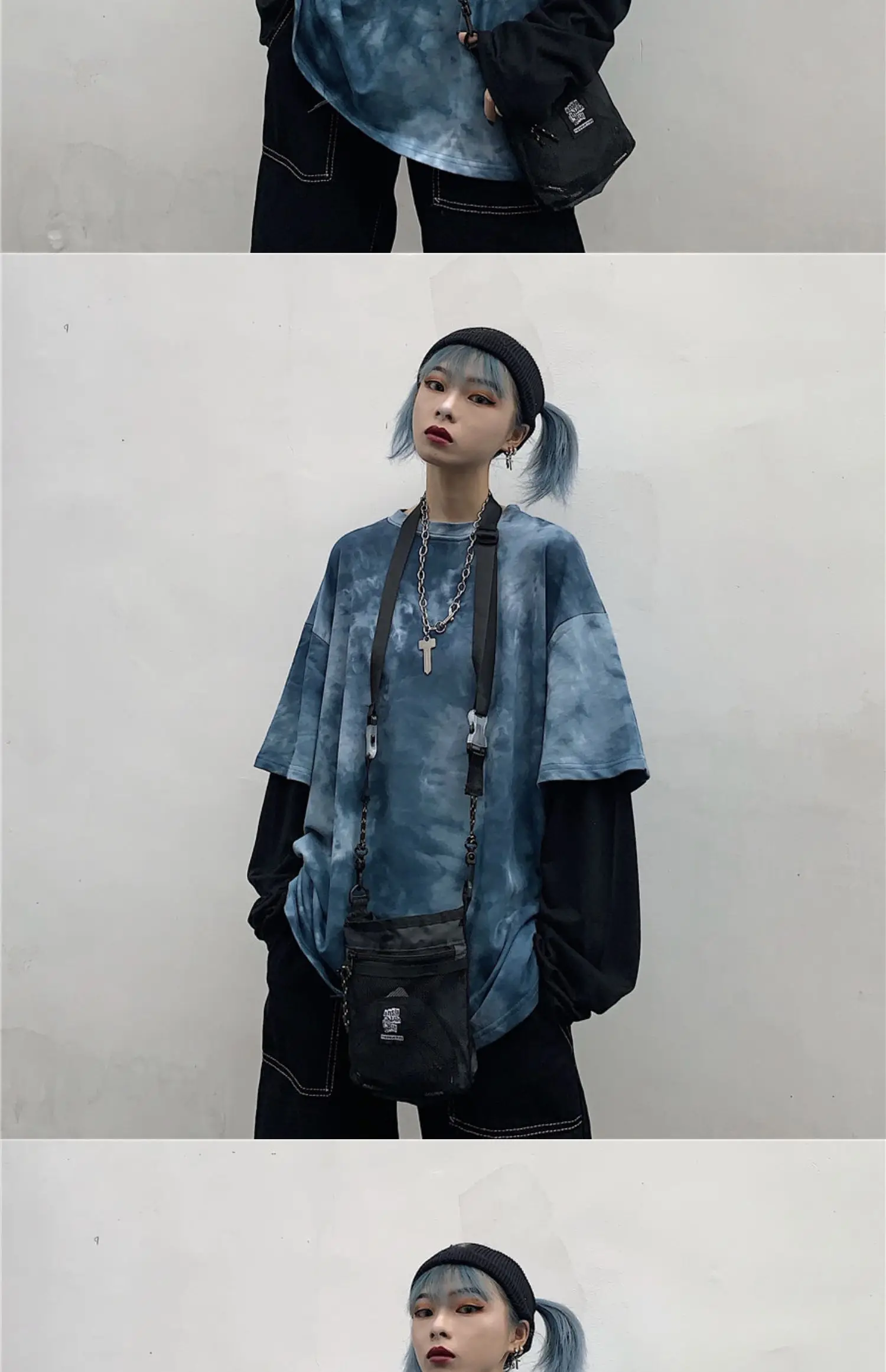 Новое поступление, Футболка женская осенняя одежда Koean Ulzzang Harajuku поддельные два галстука окрашенные футболки женские повседневные футболки