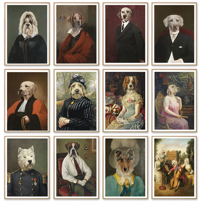 Винтажный художественный постер с собачьими животными ретро ностальгия леди