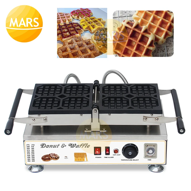 Commercial Nonstick Electric 4pcs Belgium Liege Waffle Baker Machine Maker Iron 