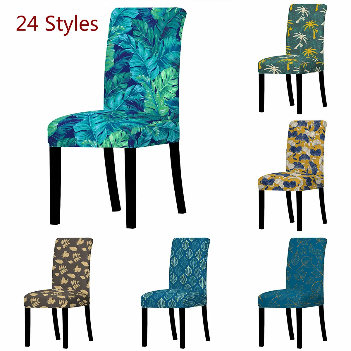 Nordic Leaf pattern Chair Cover Home Dining Elastic Chair Covers Multifunctional Spandex Elastic Cloth Universal Stretch 1PCS