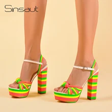 Sinsaut/Летняя обувь; женские босоножки на высоком каблуке; босоножки на танкетке; женские босоножки на платформе; женские туфли на танкетке с квадратным каблуком