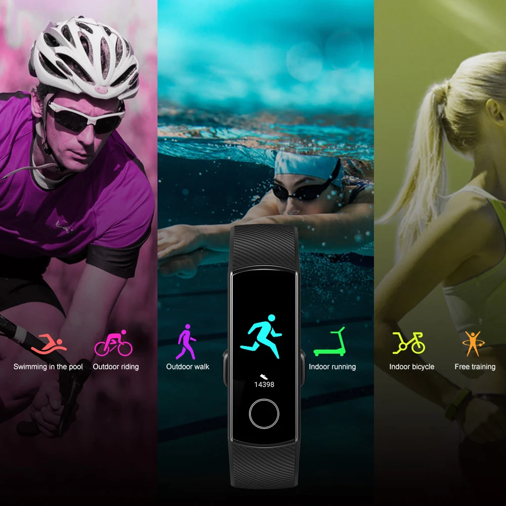 Original Huawei Honor Band 5 4 Smart Band Oximeter Color Screen Blood Oxygen Heart Rate Monitor 5ATM Waterproof Honor Band 5 NFC