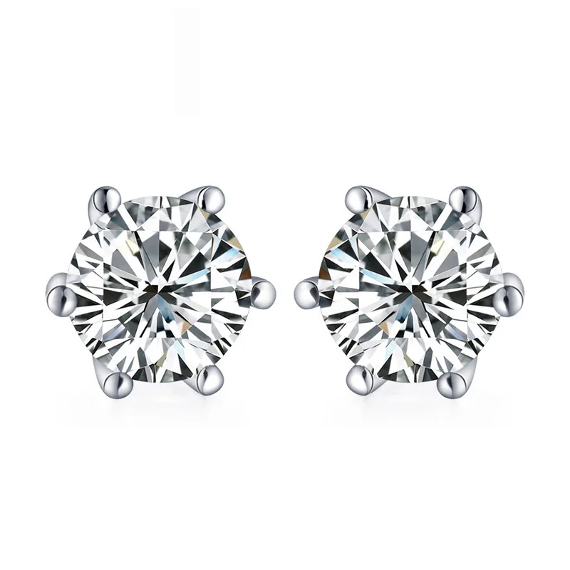 

Custom made Moissanite Earrings Classic 6 claws DF Color 9K White Gold Engagement wedding earrings 5mm Total 1 carat