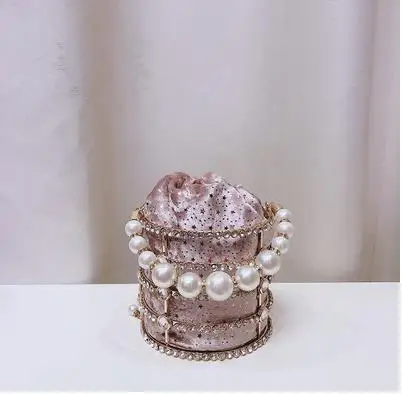 Diamond pink Высококачественная Роскошная ручка с бахромой, металлическое ведро с бриллиантами, стильная женская вечерняя сумка для вечеринки, сумка-шоппер через плечо, женская сумка - Цвет: Diamond pink