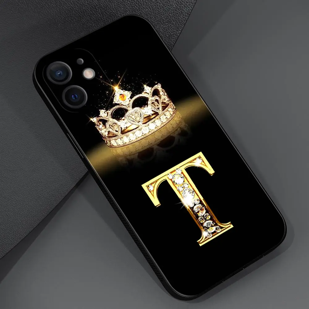 Case For iPhone 11 13 12 Pro Max XS XR X 8 7 6s 6 Plus 7 8 5 5S Soft Cover Fundas Silicone Capa Shell Diamond Crown Letter