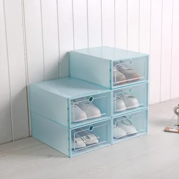 

3PCS Shoe Box Stackable Box Thickened Flip Color Mix Drawer Case Plastic Shoe Boxes Storage Box New Transparent Shoe Organizer