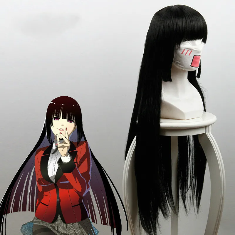 Аниме Kakegurui компульсивный игрок Косплей парики Jabami Yumeko 100 см черные волосы реквизит для косплея