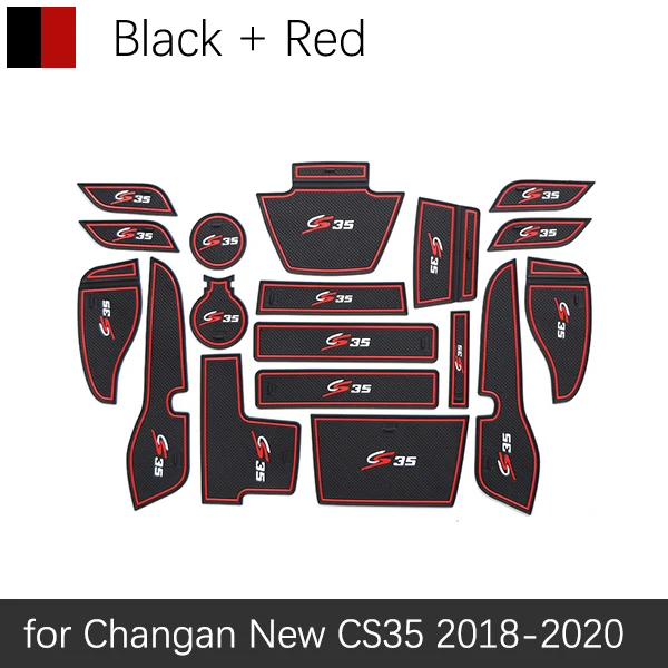 Противоскользящими резиновыми затворный слот подставка под кружку, для Changan новая CS35 Салонные подложки чашки подушки автомобильные аксессуары 18 шт./компл - Название цвета: Red