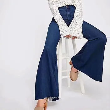 

Jaycosin Women Pants Jeans Denim Female High Waist Pure Color Stretch Slim Horn Pants Skinny Pockets Sweatpant Pants For Women