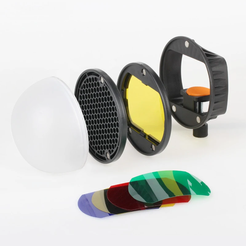 Flash Diffuser Triopo Flash Magnetic Dome Color Filter Honeycomb Grid Ball Diffuser Speedlite Accessories Kit Godox Yongnuo Flashlight