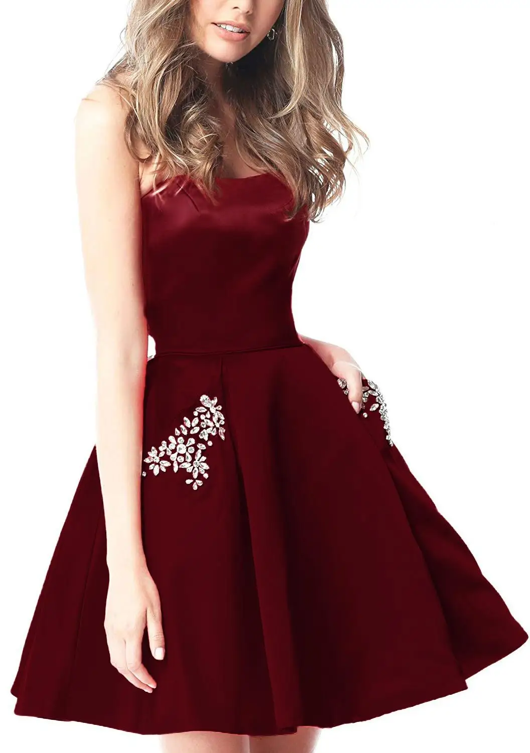 Robe De Soiree сексуальные короткие коктейльные платья с кристальными карманами, атласные вечерние платья, Короткие мини платья для выпускного вечера