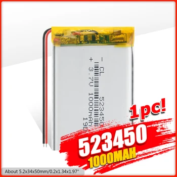 

Supply lithium battery lithium polymer Rechargeable battery 523450 1000mAh 3.7 V For MP3 MP4 MP5 GPS PSP MID Bluetooth Headset