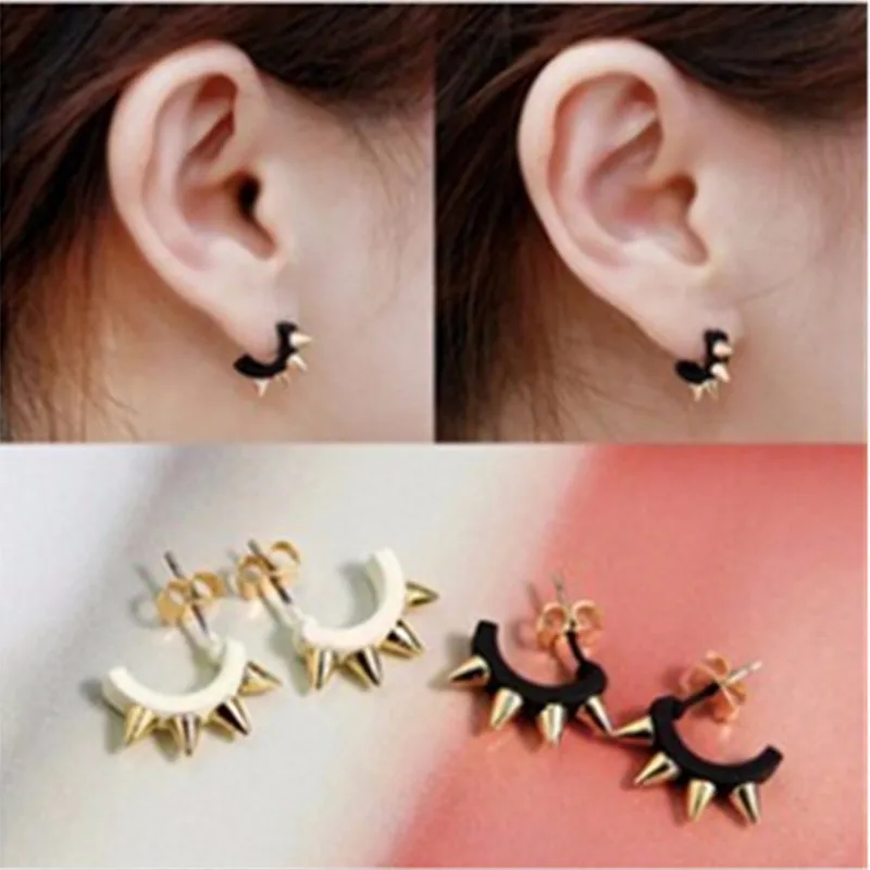 

EK378 Gothic Brincos Girl U Type Retro Rock Earrings Rock Punk Screw Spike Rivet Stud Earrings For Women Party Jewelry Girl Gift