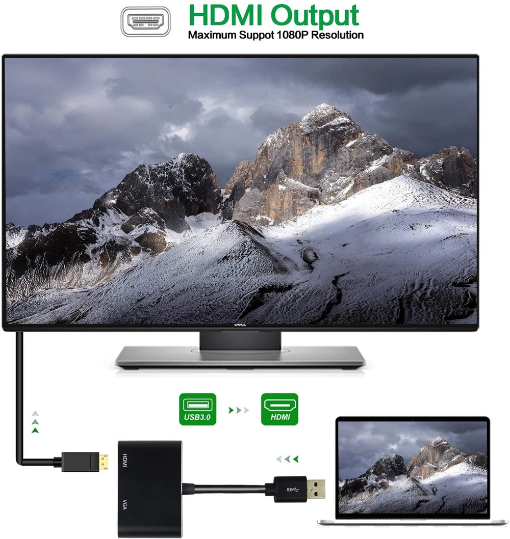 Navceker-USB 3.0 to HDMI VGA  HD 1080P Ƽ ÷ 2  1 USB to HDMI ,   ̺, Macbook ǻͿ