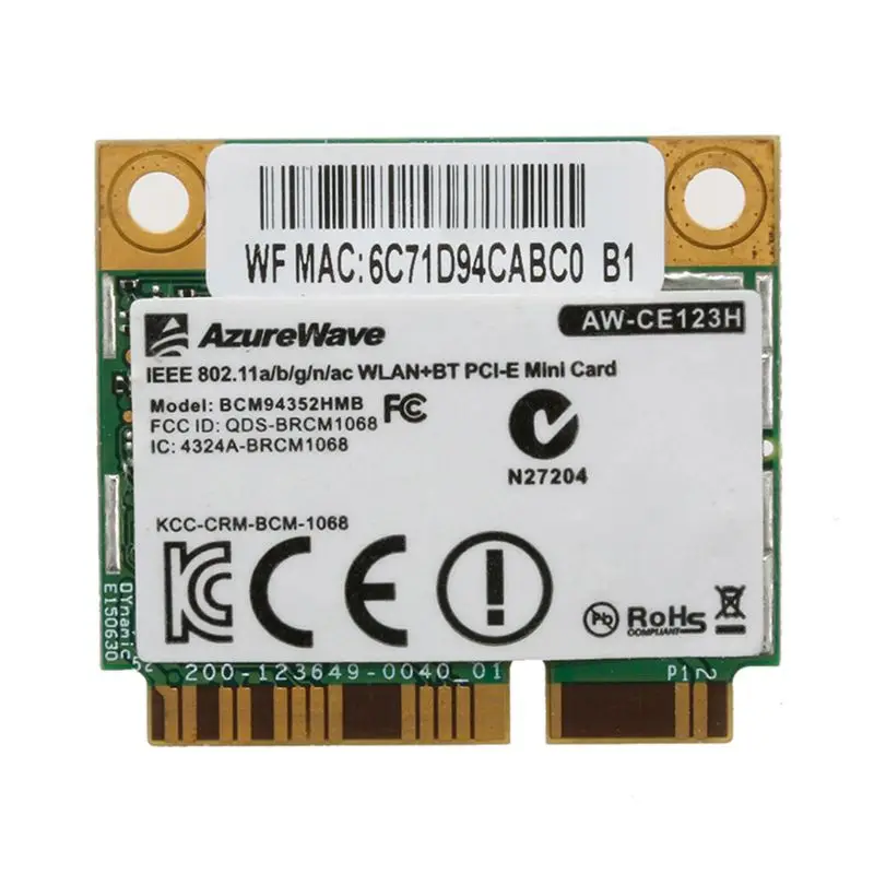 

BCM94352HMB AW-CE123H 802.11ac 867Mbps 2.4/5G Bluetooth 4.0 WiFi Wireless Card