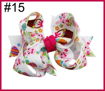 

free shipping 12pcs 3.5'' Cute easter Hair Accessories Heart Patch Grosgrain Ribbon chicken Hair Clips For egg Hairgrips bunny
