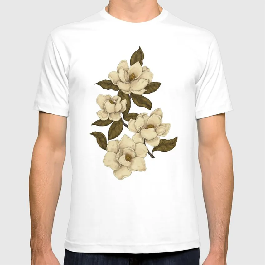 Magnolias футболка винтажная природа ботанический Магнолия цветок цветочный Флора печати