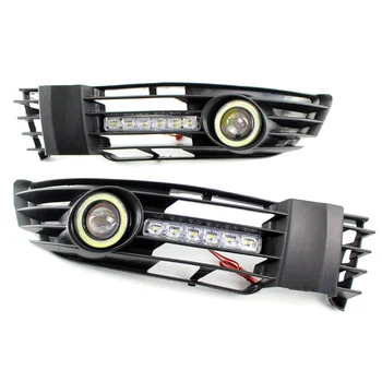 

2Pcs Front Bumper Grille Fog Light LED DRL Turn Signal Lamp Fog Light Cover Grille Grill For VW Passat B5.5 2001-2005