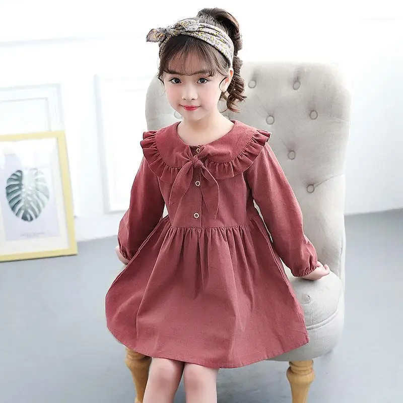 Новинка 2020 осенне-зимнее детское милое кружевное бархатное теплое платье