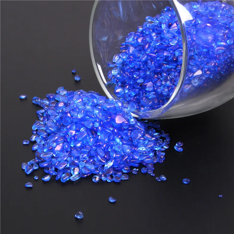 100g Blue Quartz Crystal gravel beads Stone Rock Chips stone Lucky Healing blue Stone Minerals Health Decoration diy chip beads