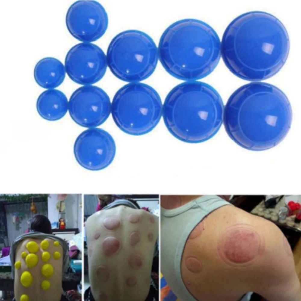 12PCS/ Silicone medical Vacuum Cans Massage Suction Cup Full Body Vacuum Massager Therapy Suction Cup Set Chinese Cupping