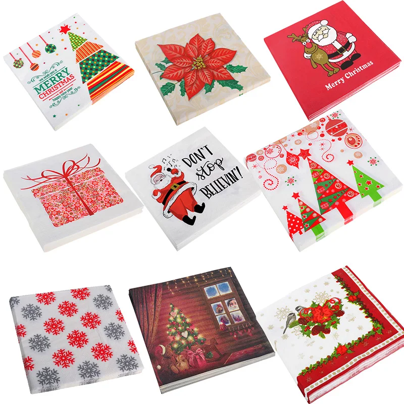 

Cyuan Christmas Tissue Paper Napkins Christmas Table Decorations Disposable Napkins New Year Party Supplies Navidad natal 2019