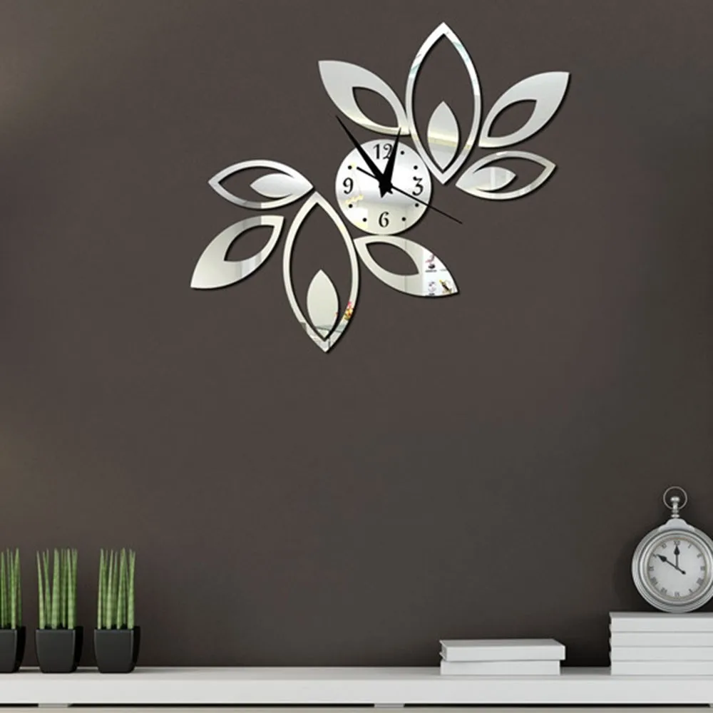 3D DIY Flower Wall Clock DIY Mirror Clocks Modern Design Clocks For Home Decor Creative Gift Clock Fashion Home Supplies