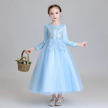 

Girls princess dress fluffy long 2019 Korean version of the new children's birthday dress flower girl wedding dress