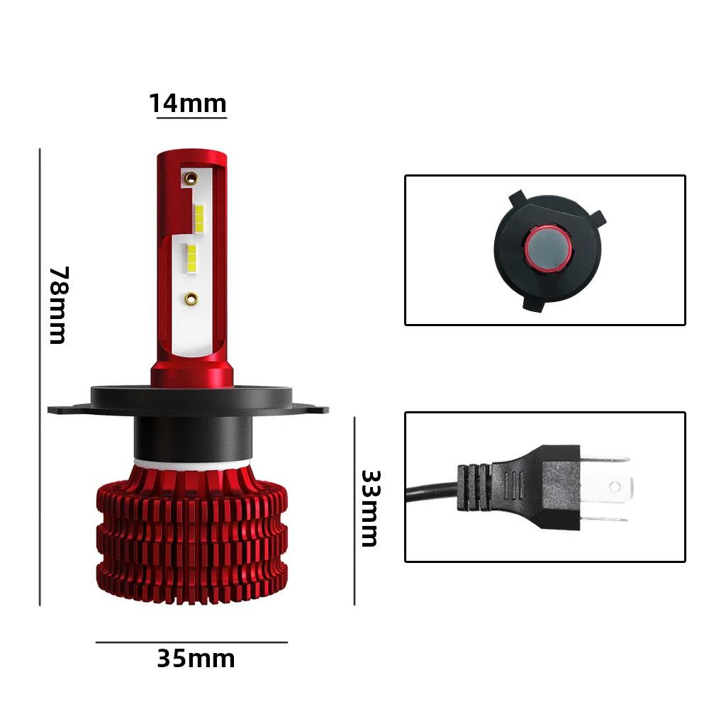 Kingsofe K5 40 Вт 8000LM светодиодный светильник лампы для автомобилей h1 h4 h7 h8 h9 h11 светодиодный головной светильник HB2 Hi/короче спереди и длиннее сзади) Hb3 Hb4 9005 9006 Авто Лампа 6000K
