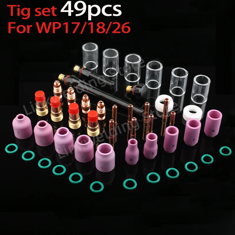 Tig welding kit gas lens Stubby Collets Body Pyrex Glass Cup for tig torch wp17/18 electrode tig wp 26 welding accessories