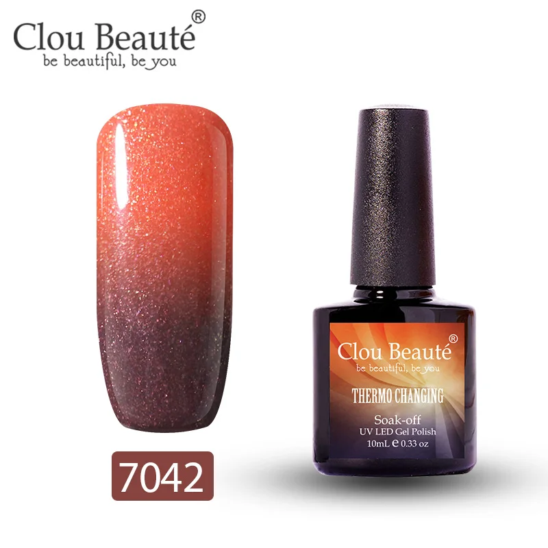 7042 Clou Beaute термо-меняющийся УФ-гель для ногтей Топ УФ светодиодный гель лак для ногтей Гибридный впитывающий гель лак Лаки Lucky Nail paint 10 мл - Цвет: 7042