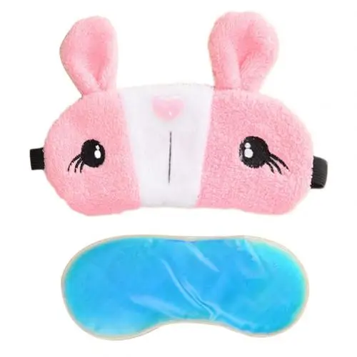 Pink Cute Rabbit Mask Soft Plush Fabric Eye Sleeping Aid Mask Nap Cover Blindfold Sleeping Shade Blinder Ice Eye Patch11.11 - Color: Pink
