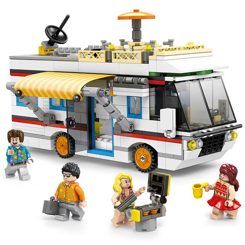

DIY Building Blocks Toy Street View Caravan Educational Plastic Small Particles Assembled Men And Women Children Fight Inserted