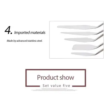 

5pcs/Set Stainless Steel Spatula Palette Knife Painting Mixing Scraper Tool H1R