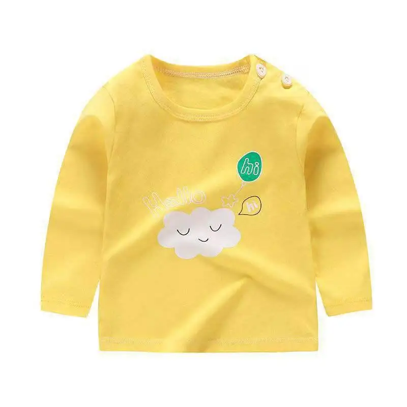 От 6 месяцев до 4 лет, весенне-осенняя рубашка для маленьких девочек и мальчиков топы с длинными рукавами и рисунком, мягкая хлопковая Футболка для малышей Модная детская одежда - Цвет: P9