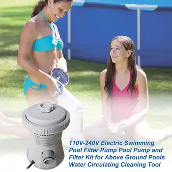 

220v Uk/eu/us Plug Electric Swimming Pool Oil Filter Core Pools Tool Circulation Inflatable Home Cleaner Cleaning Removable D6Q0